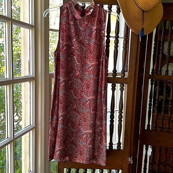 Everly Dresses & Skirts - Burgundy Collarless Shift Dress Western Dot Tan Teal Purple Gold NEW!